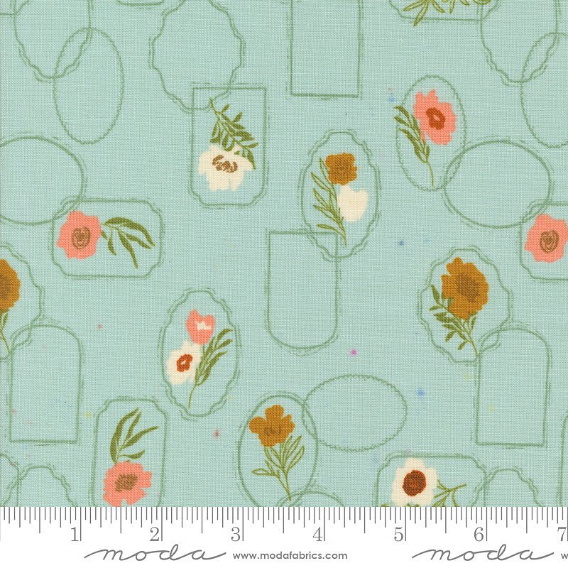 Moda Foraged, Found, & Hand Me Down Cameo Florals Mist 1 Yard Cut - Moda from Fort Worth Fabric Studio