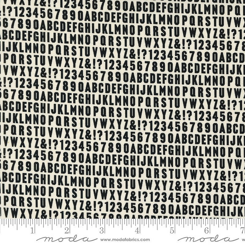 Moda Sable & Swan Alphabet and Numbers Ecru 1 Yard Cut - Moda from Fort Worth Fabric Studio
