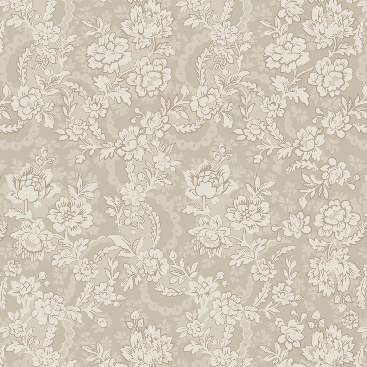 Moonwashed Swirly Flowers Beige - Marcus Fabrics from Fort Worth Fabric Studio