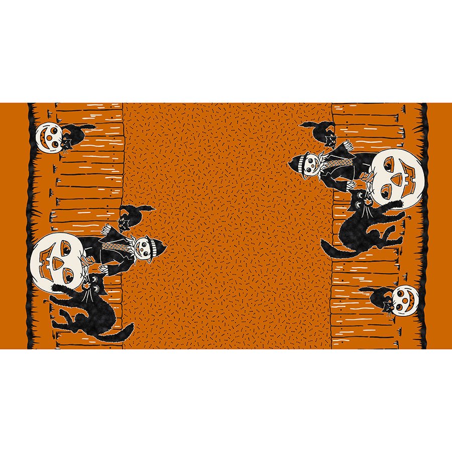 Mr. Moon 24" Cat Scarecrow Border Panel Orange - Henry Glass from Fort Worth Fabric Studio