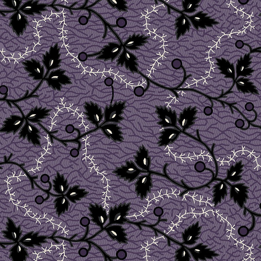 Mr. Moon Leaves & Vines Purple - Henry Glass from Fort Worth Fabric Studio