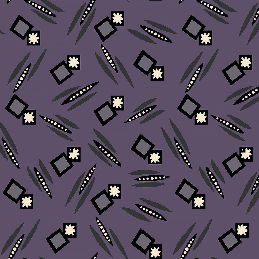 Mr. Moon Squares & Stars Purple - Henry Glass from Fort Worth Fabric Studio