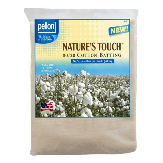 Nature's Touch 80/20 Cotton/Polyester Batting FULL Size 81 X 96 by Pellon - Pellon from Fort Worth Fabric Studio