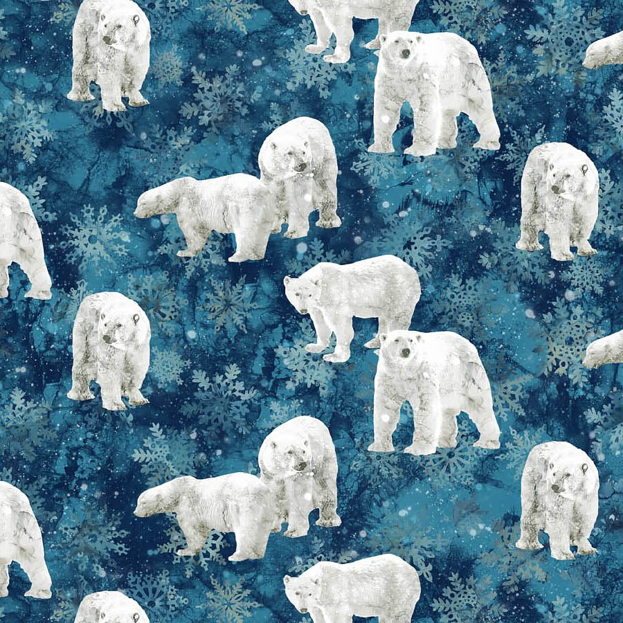 Northcott Tundra Crossing Polar Bears Navy 1 Yard Cut - Northcott from Fort Worth Fabric Studio