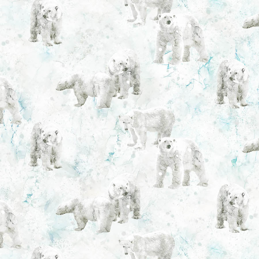 Northcott Tundra Crossing Polar Bears White 1 Yard Cut - Northcott from Fort Worth Fabric Studio