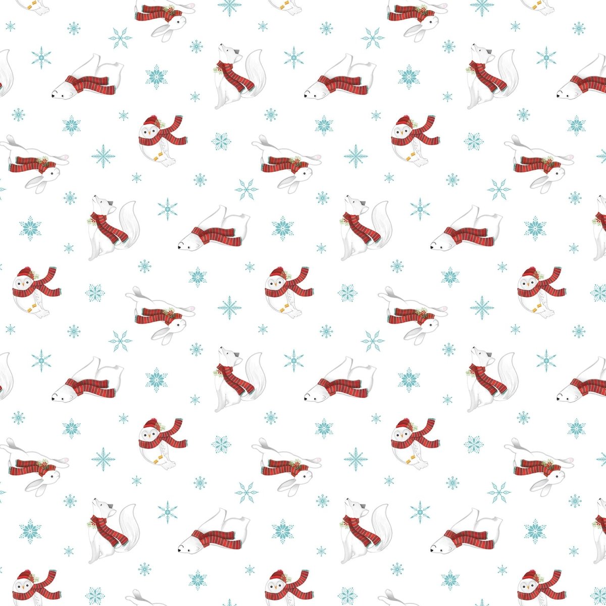Northcott Woodland Wishes Bears & Snowflakes White/Multi 1 Yard Cut 1 Yard Cut by Northcott