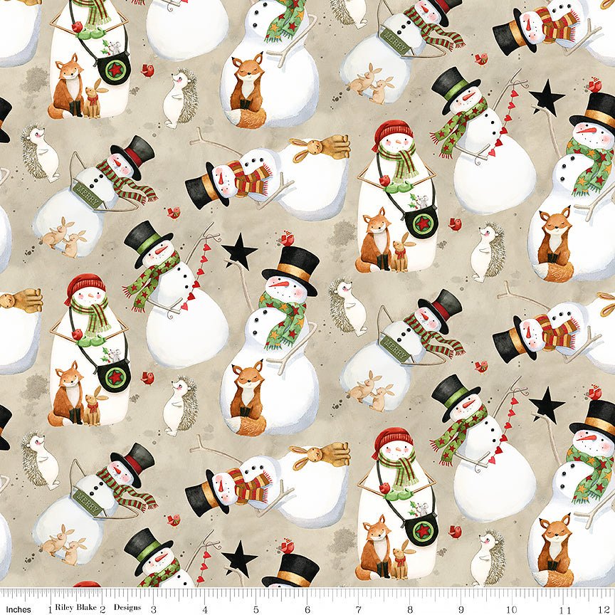 Northern Christmas Snowmen Neutral - Riley Blake from Fort Worth Fabric Studio
