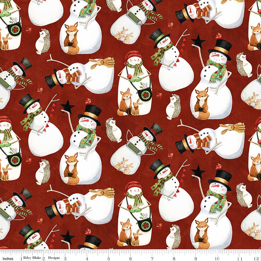 Northern Christmas Snowmen Red - Riley Blake from Fort Worth Fabric Studio
