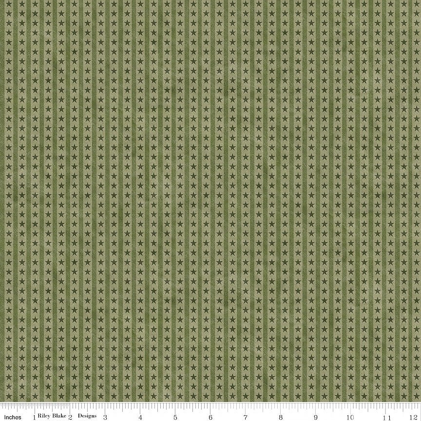 Northern Christmas Star Stripes Green - Riley Blake from Fort Worth Fabric Studio