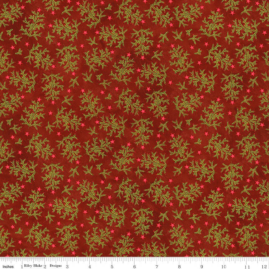 Northern Christmas Whimsical Trees Red - Riley Blake from Fort Worth Fabric Studio