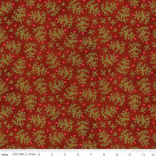 Northern Christmas Whimsical Trees Red - Riley Blake from Fort Worth Fabric Studio