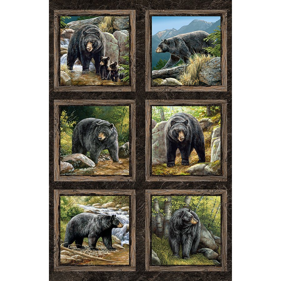 Northwoods 28" Blocks Panel Brown Multi - Northcott from Fort Worth Fabric Studio