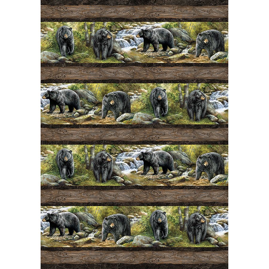 Northwoods Bear Stripe Brown Multi - Northcott from Fort Worth Fabric Studio