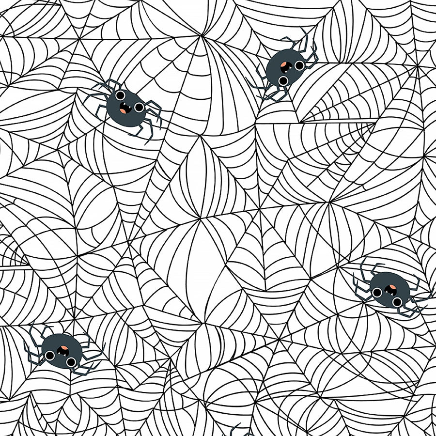 Not Scary Spunky Spidey White - Poppie Cotton from Fort Worth Fabric Studio