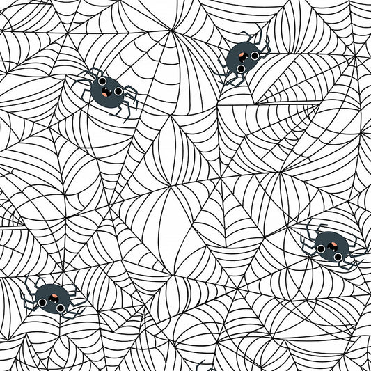 Not Scary Spunky Spidey White - Poppie Cotton from Fort Worth Fabric Studio