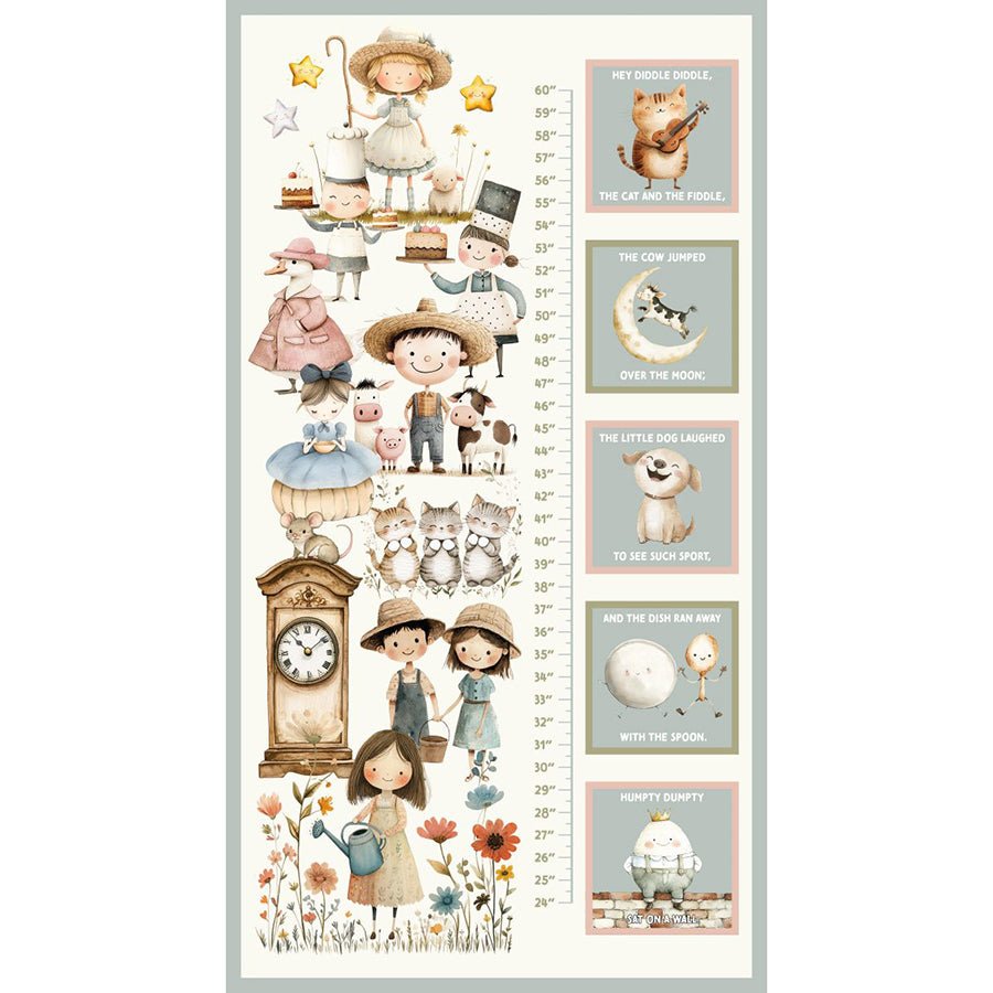 Nursery Rhyme Time 24" Growth Chart Panel Ivory - Blank Quilting from Fort Worth Fabric Studio