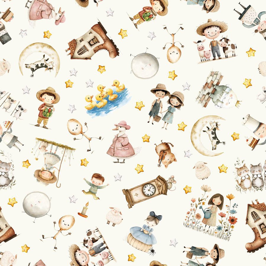 Nursery Rhyme Time Characters Ivory - Blank Quilting from Fort Worth Fabric Studio