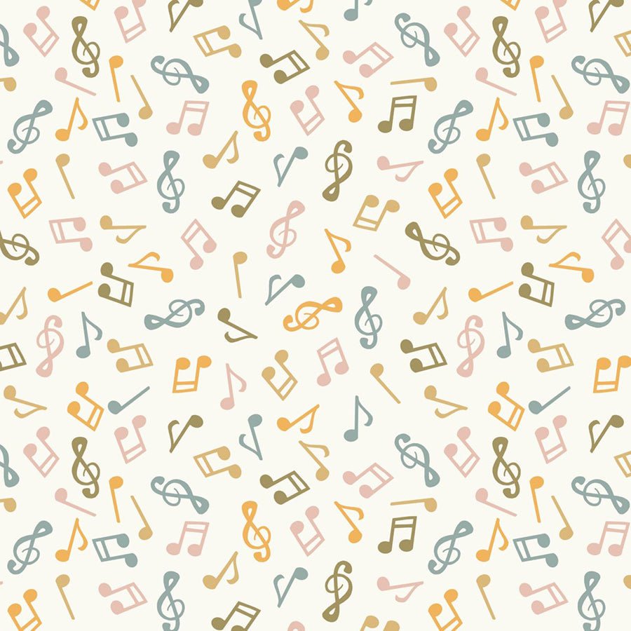 Nursery Rhyme Time Musical Notes Ivory - Blank Quilting from Fort Worth Fabric Studio