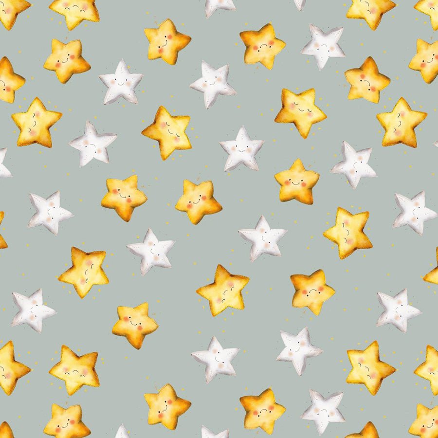 Nursery Rhyme Time Stars Slate - Blank Quilting from Fort Worth Fabric Studio