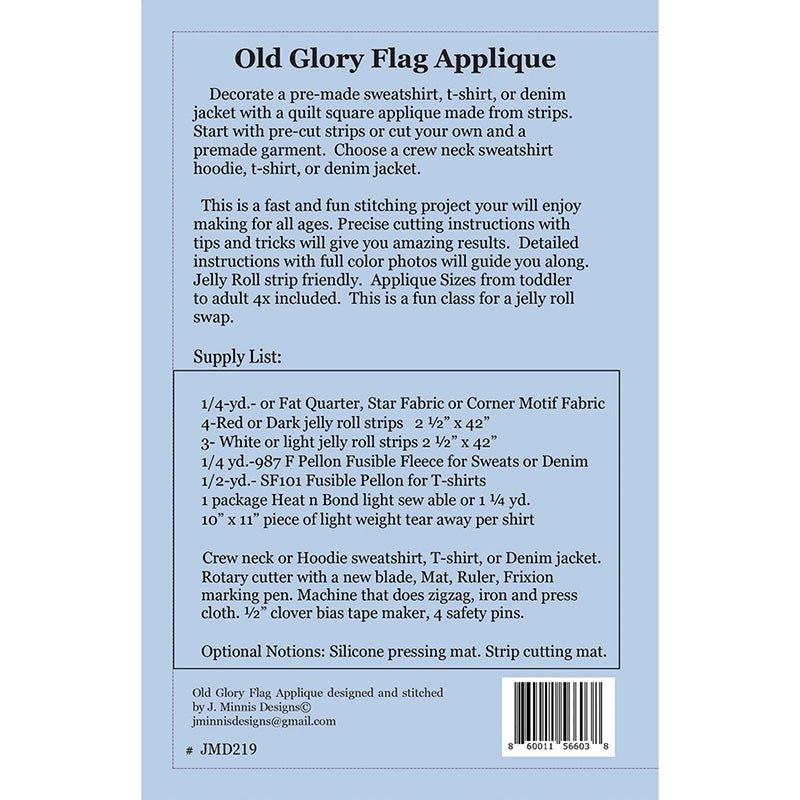 Old Glory Flag Applique Pattern by J. Minnis Designs - J. Minnis Designs from Fort Worth Fabric Studio