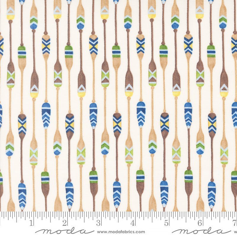 On Lake Time Paddle Stripe Cloud White – Remnant 22″ × 44″ - Moda from Fort Worth Fabric Studio
