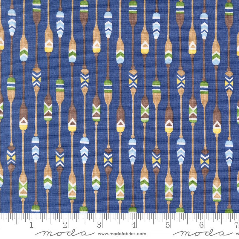 On Lake Time Paddle Stripe Deep Water - Moda from Fort Worth Fabric Studio