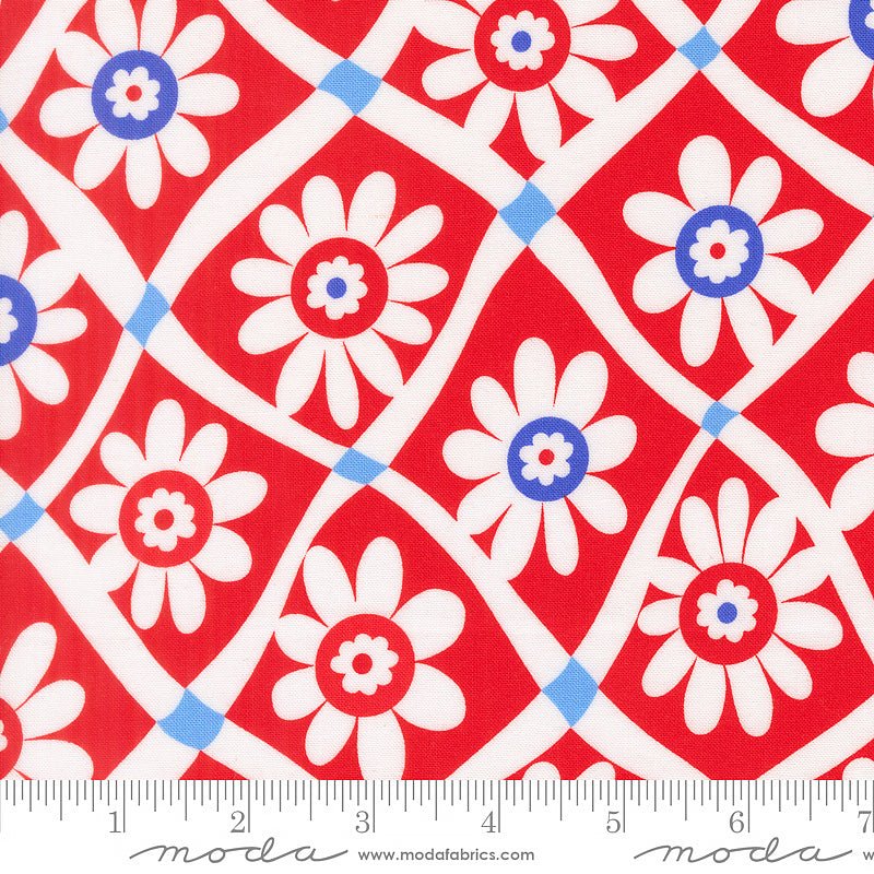 On The Porch Floral Check Country Red - Moda from Fort Worth Fabric Studio