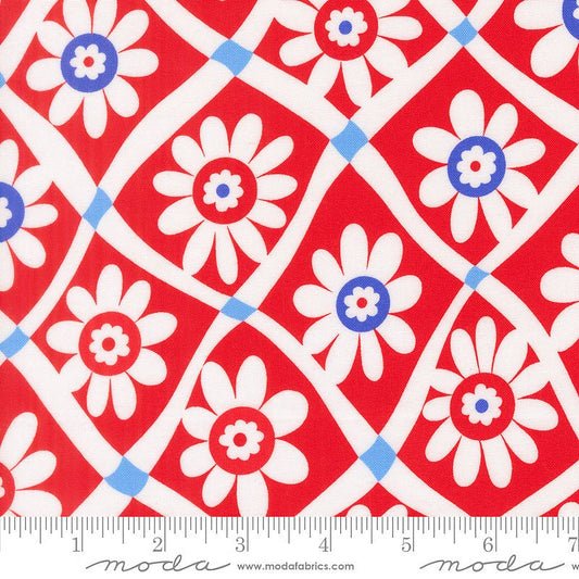 On The Porch Floral Check Country Red - Moda from Fort Worth Fabric Studio