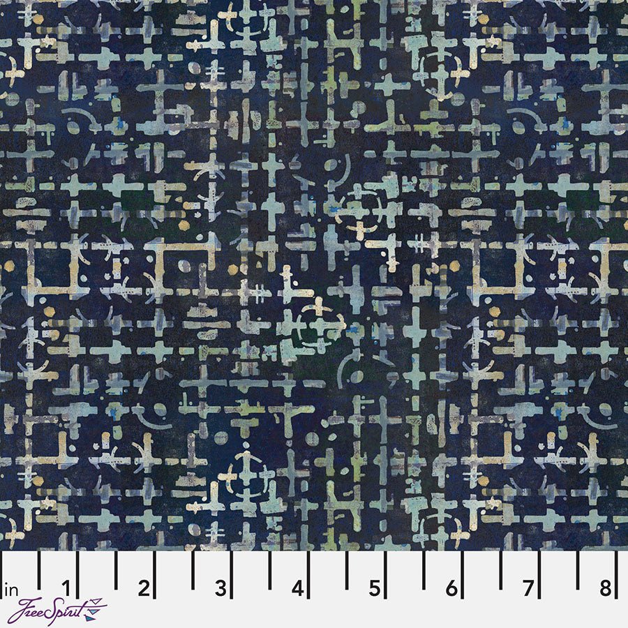 On Your Mark Maze Indigo - Free Spirit from Fort Worth Fabric Studio