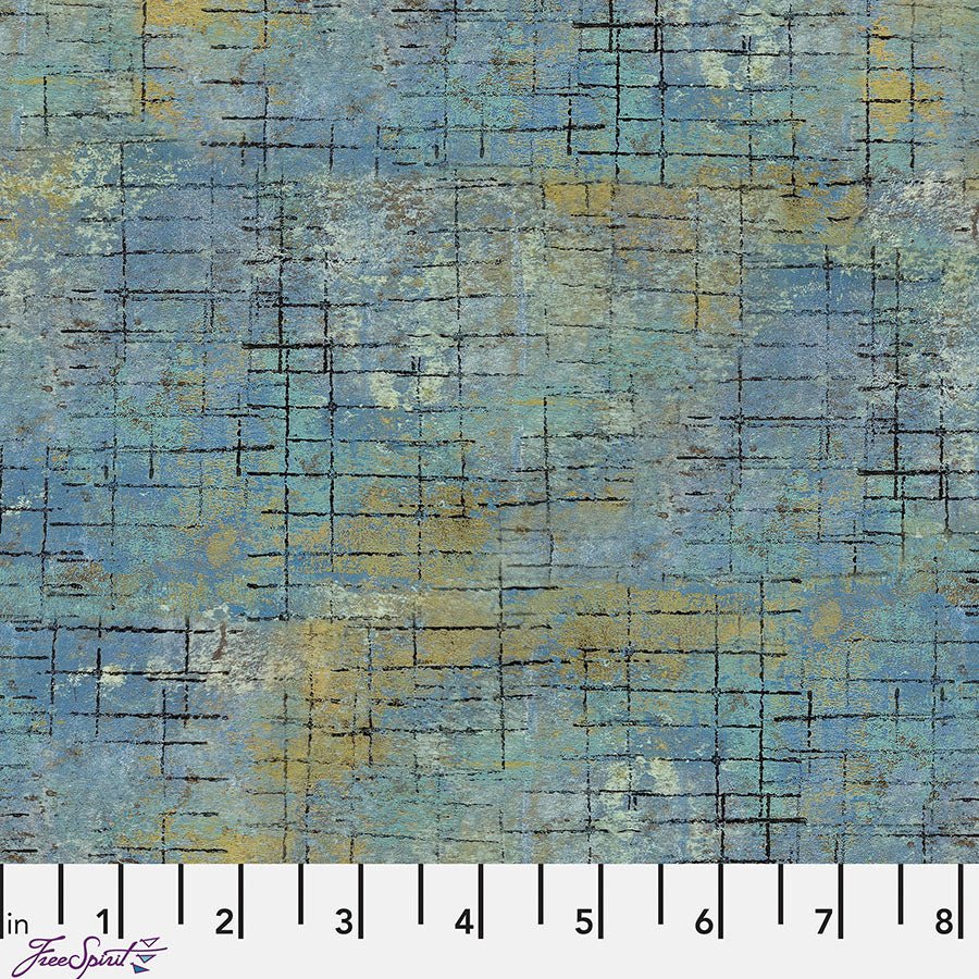 One Layer Away Grid Graph Ocean - Free Spirit from Fort Worth Fabric Studio