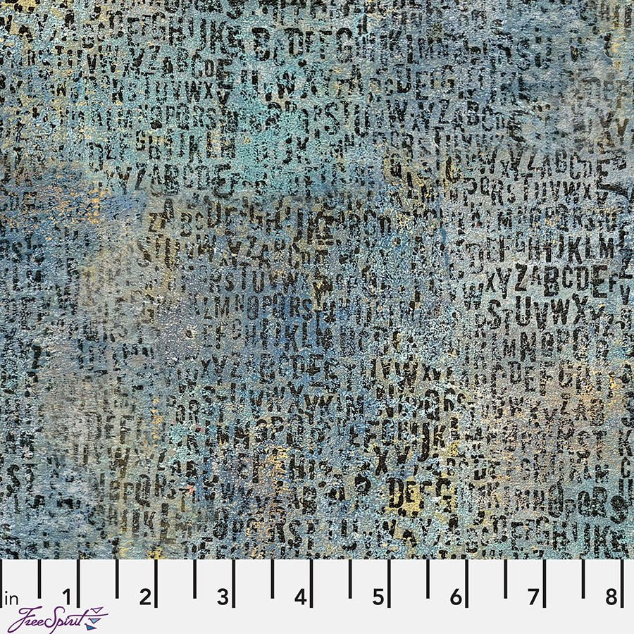 One Layer Away Lots of Letters Ocean - Free Spirit from Fort Worth Fabric Studio