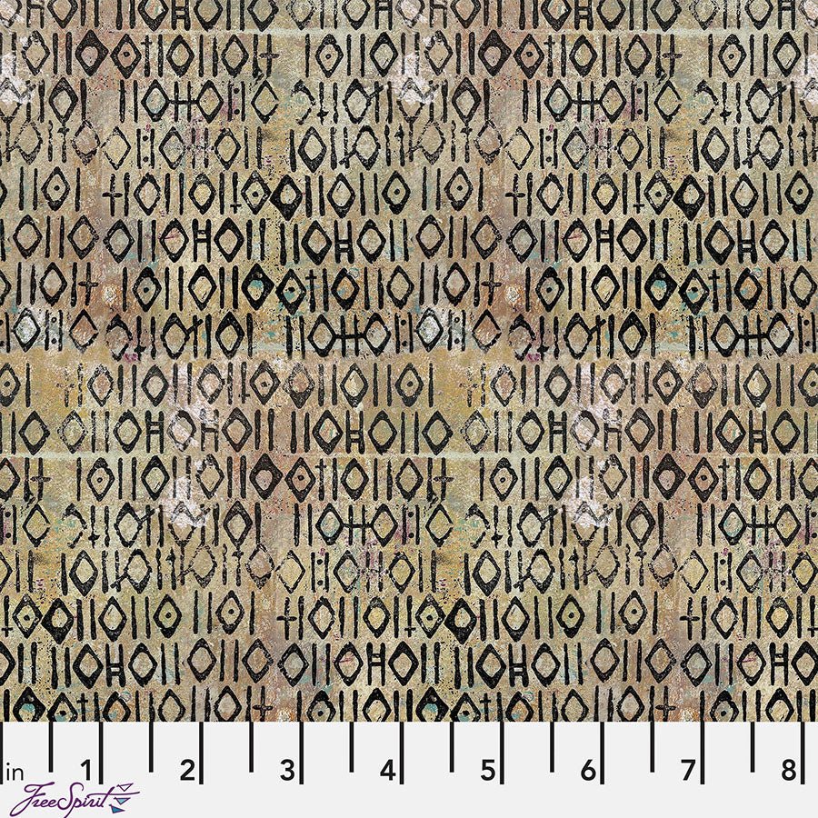 One Layer Away Pictograph Taupe - Free Spirit from Fort Worth Fabric Studio