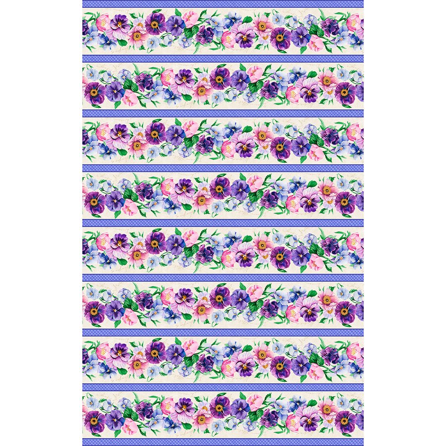 Pansy Fields Repeating Stripe Multi - Wilmington Prints from Fort Worth Fabric Studio