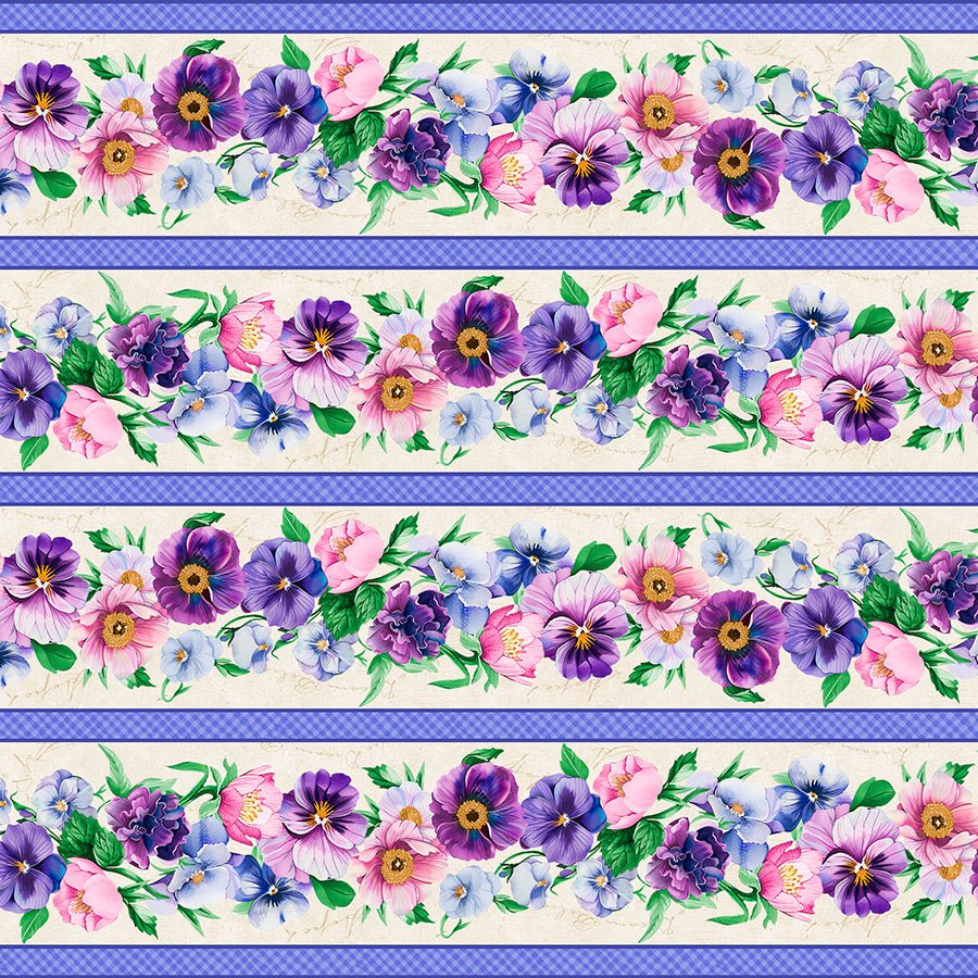 Pansy Fields Repeating Stripe Multi - Wilmington Prints from Fort Worth Fabric Studio
