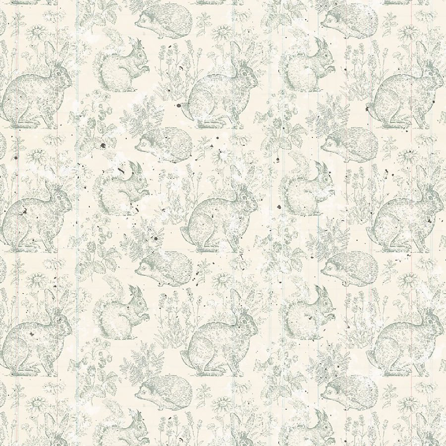 Parisian Snippets Bunnies Light Blue - Blank Quilting from Fort Worth Fabric Studio