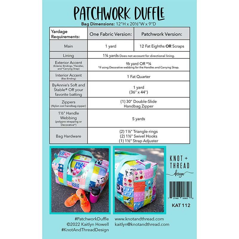 Patchwork Duffle Pattern by Knot + Thread Design - Knot + Thread Design from Fort Worth Fabric Studio