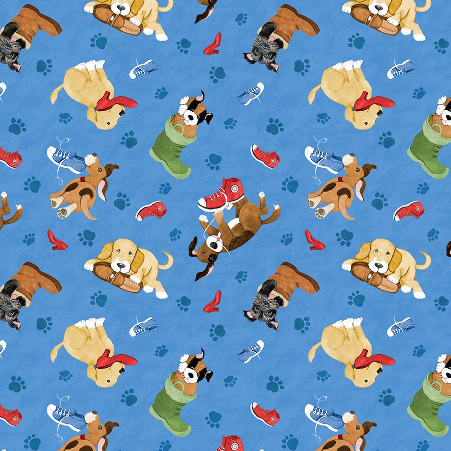 Paws at Play Shoe Toss Dark Blue - Wilmington Prints from Fort Worth Fabric Studio