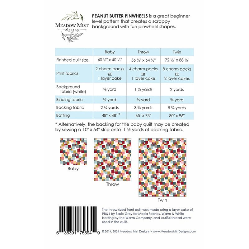 Peanut Butter Pinwheels Quilt Pattern by Meadow Mist Designs - Meadow Mist Designs from Fort Worth Fabric Studio