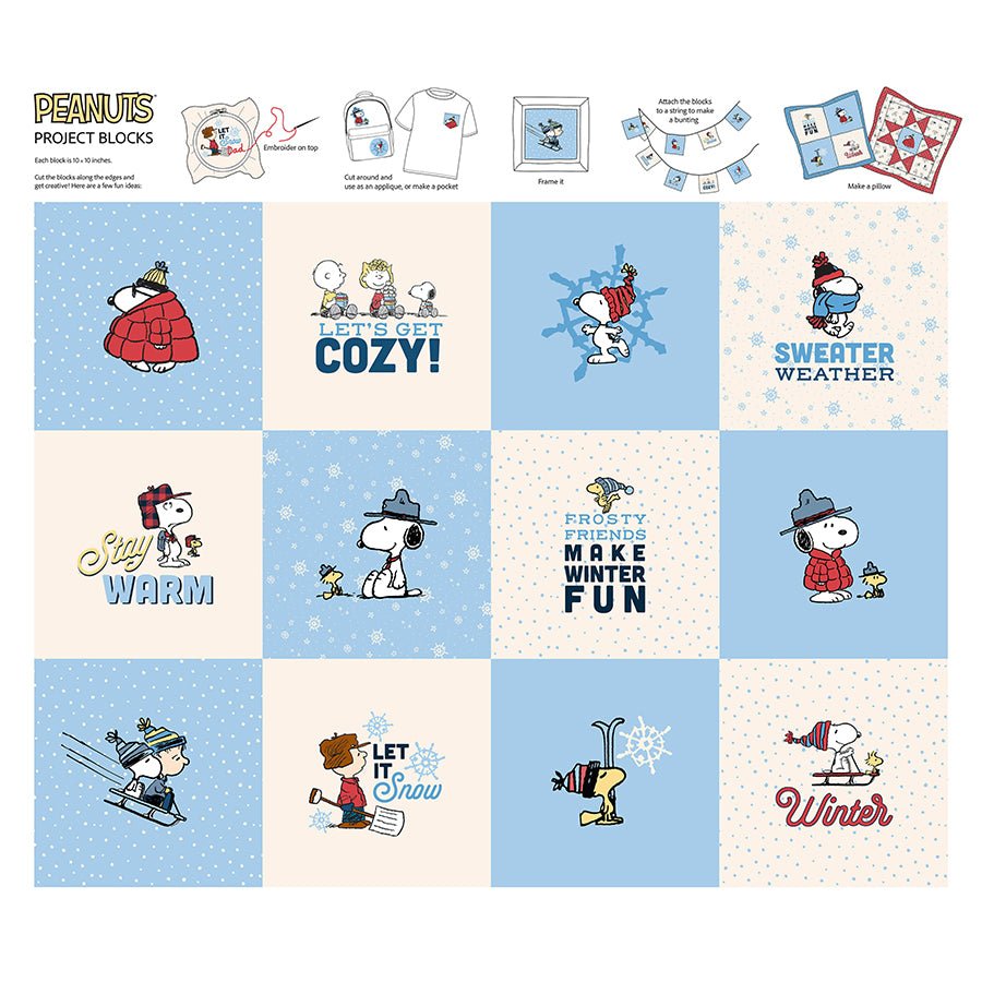 Peanuts - Frosty Friends 36" Project Blocks Panel Multi - Northcott from Fort Worth Fabric Studio