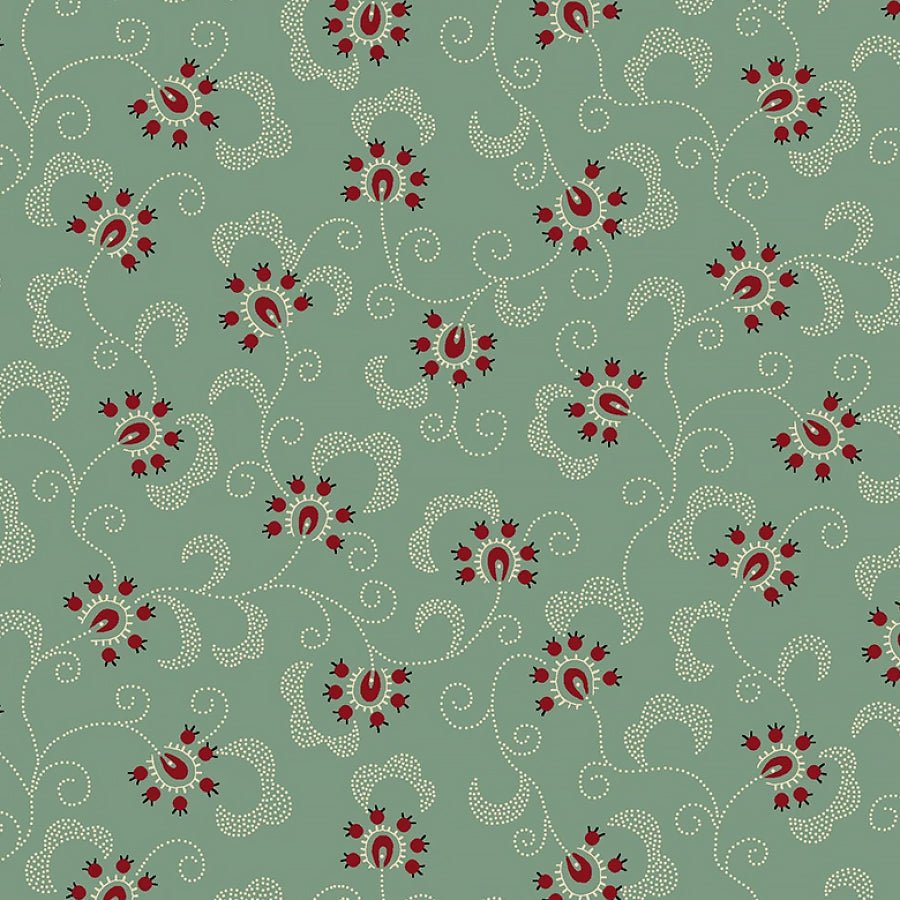 Pennyberry Farm Blooming Vines Dusty Aqua - Henry Glass from Fort Worth Fabric Studio