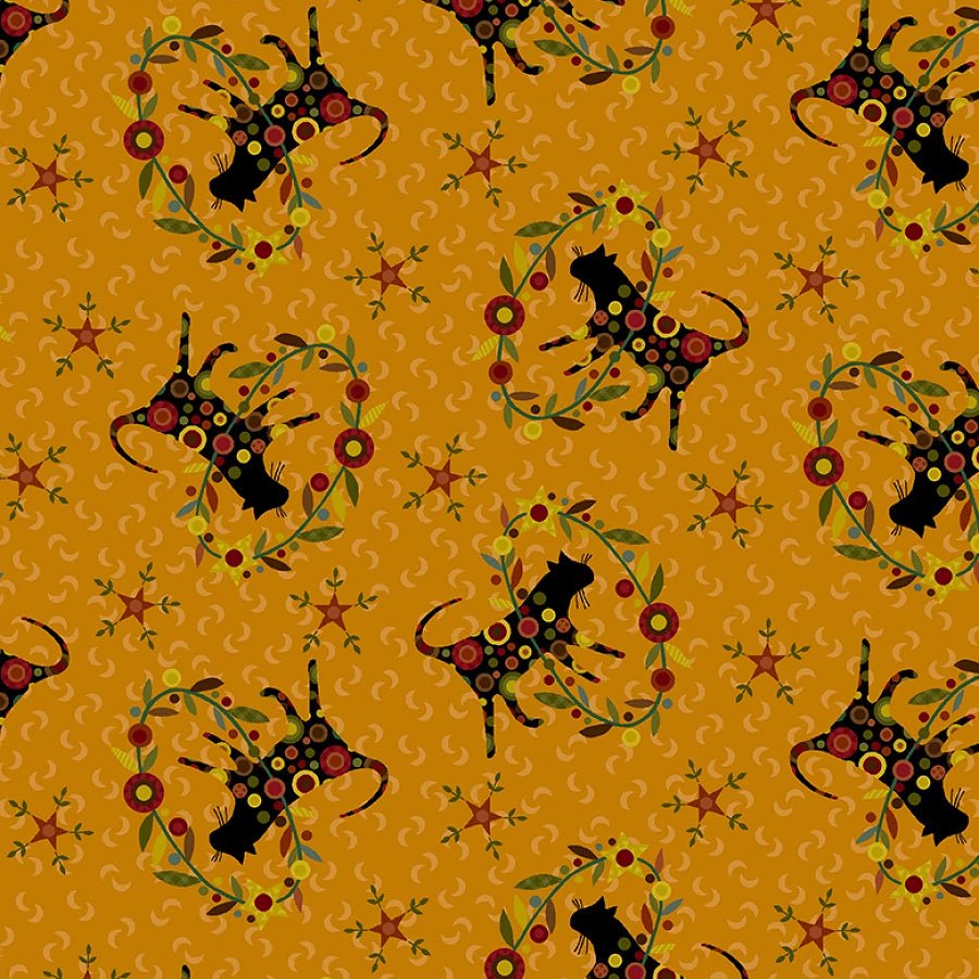 Pennyberry Farm Completely Catty Orange - Henry Glass from Fort Worth Fabric Studio