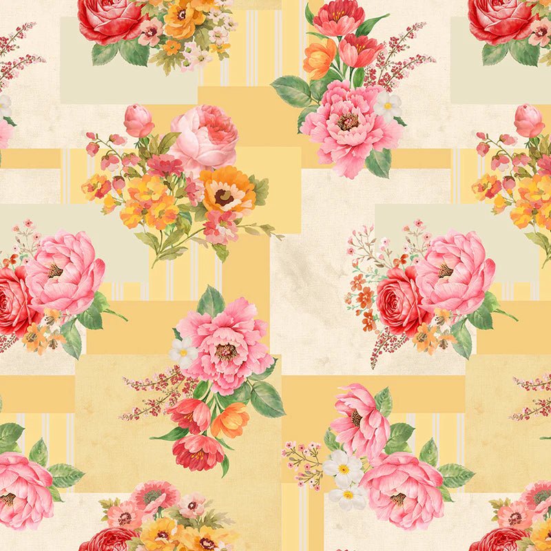 Petal Post Floral Notes Sunshine - Windham from Fort Worth Fabric Studio