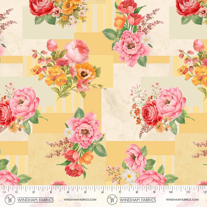 Petal Post Floral Notes Sunshine - Windham from Fort Worth Fabric Studio