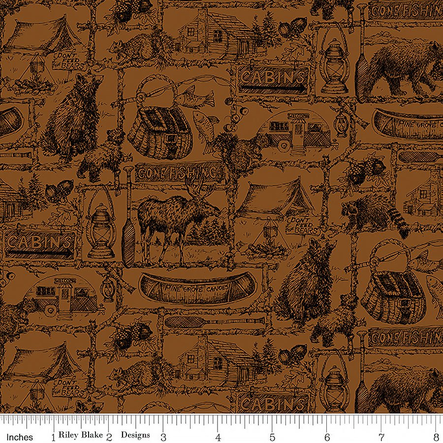 Pine Grove Outlines Brown - Riley Blake from Fort Worth Fabric Studio
