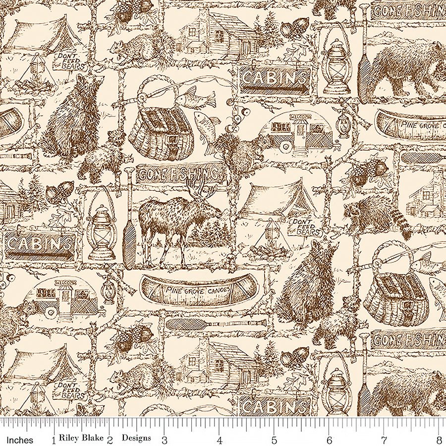 Pine Grove Outlines Putty - Riley Blake from Fort Worth Fabric Studio