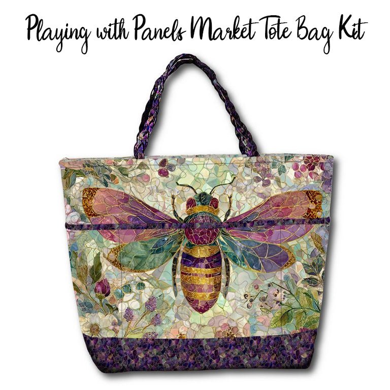 Playing with Panels Market Tote Bag Kit with Mosaic Bee from Timeless Treasures - Timeless Treasures from Fort Worth Fabric Studio
