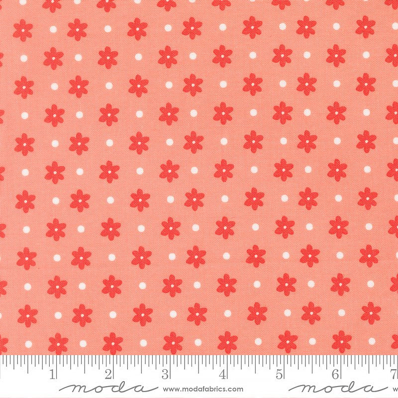 Poinsettia & Pear Daisy Dots Carnation - Moda from Fort Worth Fabric Studio
