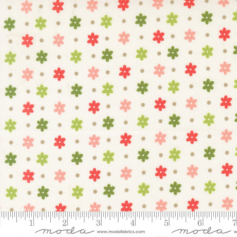 Poinsettia & Pear Daisy Dots Cloud - Moda from Fort Worth Fabric Studio