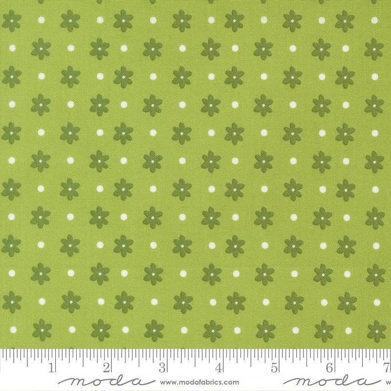 Poinsettia & Pear Daisy Dots Fresh Grass - Moda from Fort Worth Fabric Studio