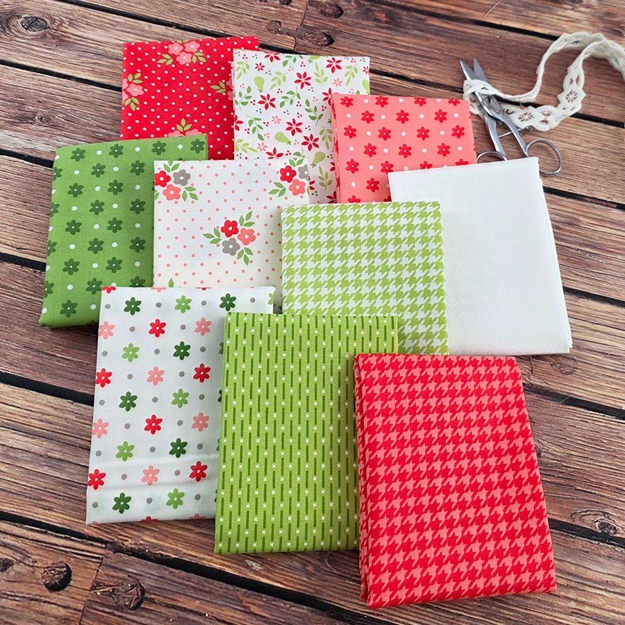 Poinsettia & Pear Fat Quarter Bundle from Moda 10 Prints - Moda from Fort Worth Fabric Studio